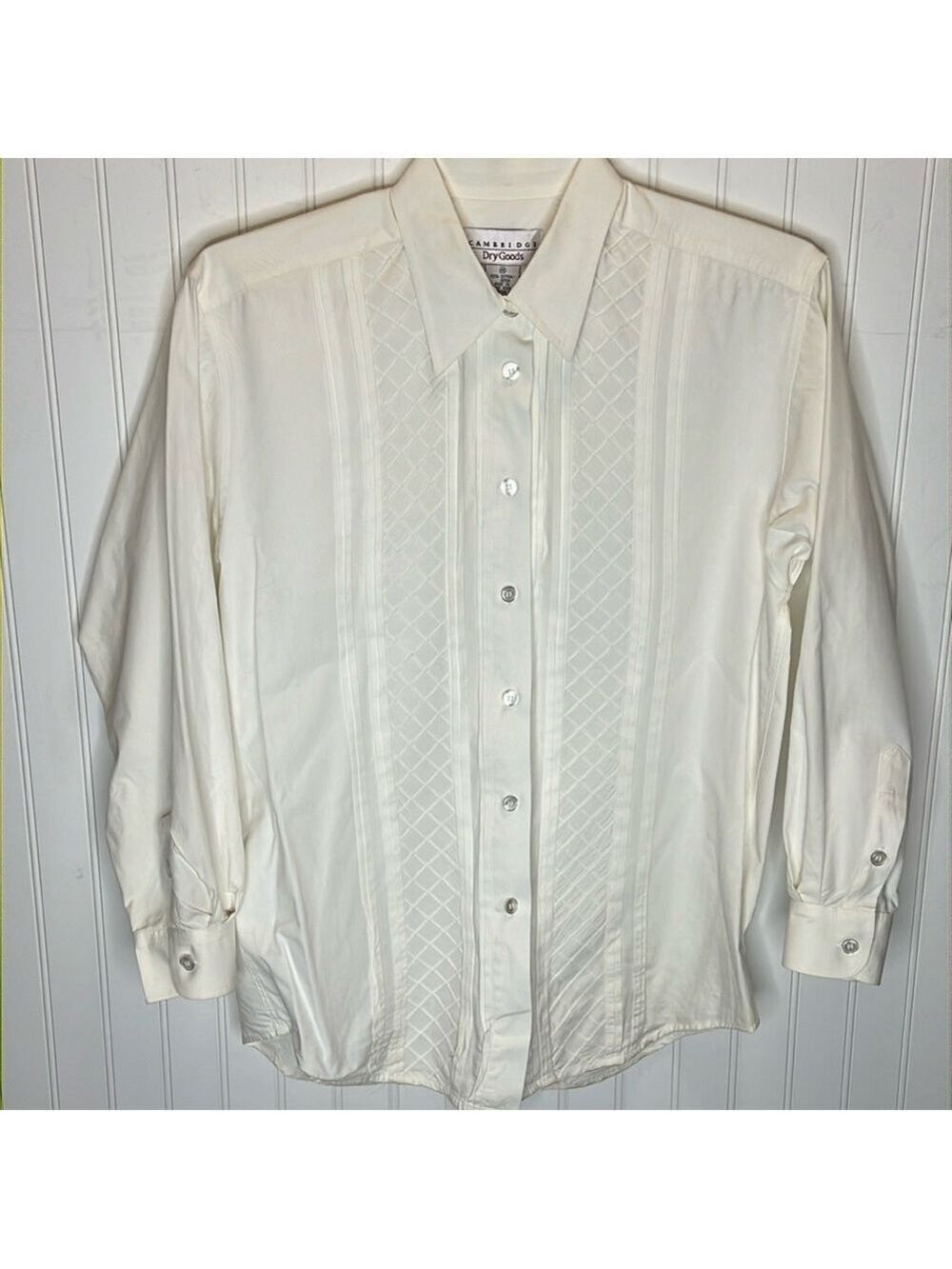 - Cambridge Dry Goods White Tuxedo Blouse Size Medium